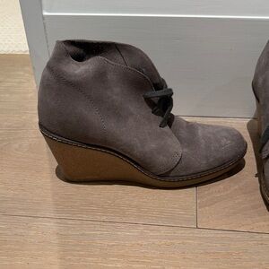 J.Crew MacAlister wedge boots in gray suede.